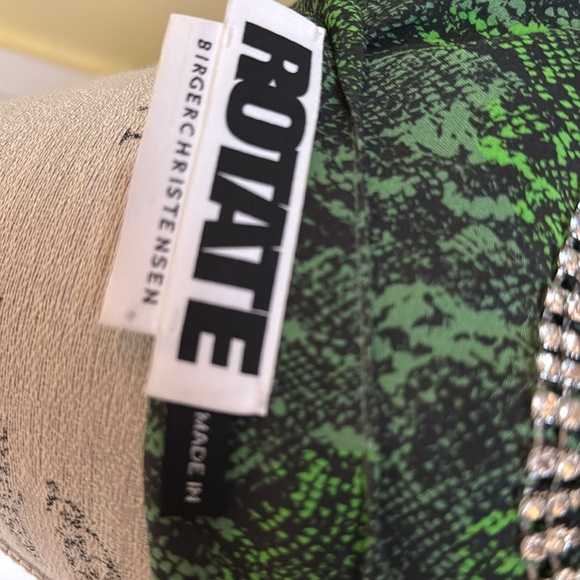 RODARTE Kira Python Print Puff-Sleeve Midi Wrap Dress with Rhinestones - Picture 7 of 9